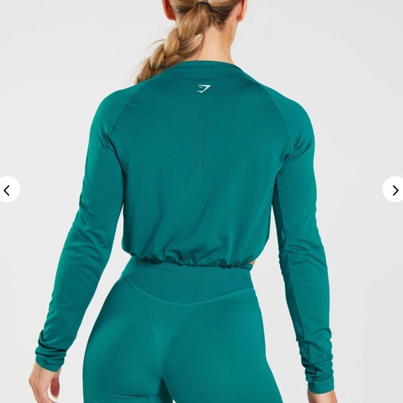 Gymshark Sweat Seamless Long Sleeve Crop Top - Rich Teal - Picture 2 of 8